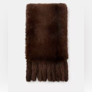 Zara - PLAIN FAUX FUR FRINGED SCARF